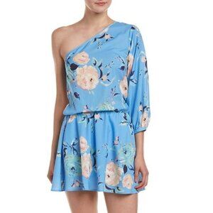 YUMI KIM |  Blue Floral One Shoulder Mini Dress